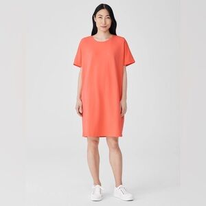 Eileen Fisher Coral Pima Cotton Stretch Jersey T-Shirt Dress